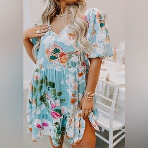 ENTRO Floral V Neck Spring Dress